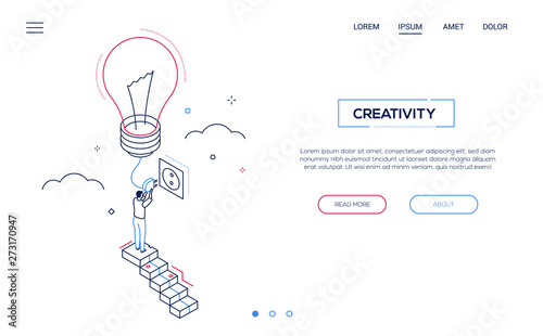 Creativity - line design style isometric web banner