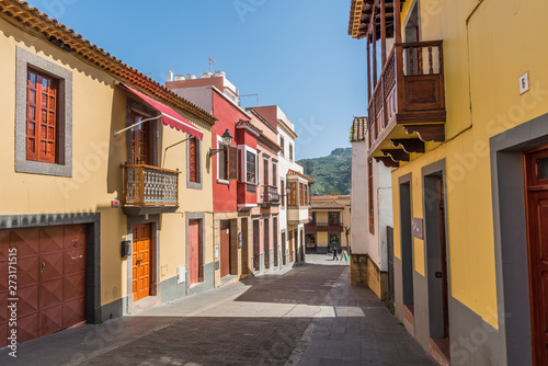 View of the historic street of Teror  Gran Canaria  Spain.