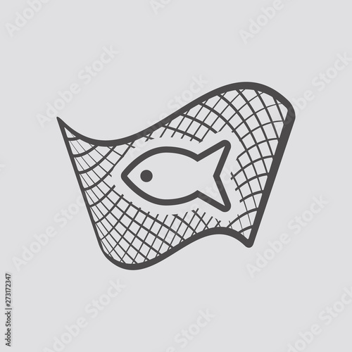 Fishing net icon in flat style.Vector illustration.