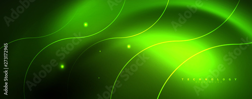 Shiny neon lines template - northern lights glowing blur lines. Futuristic style glow neon 80s disco club or night party techno template