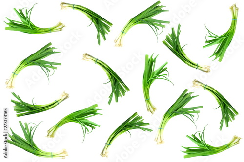 green onion whole bunch for soup,sambhar,dal,curry,cooking and food related background,white background