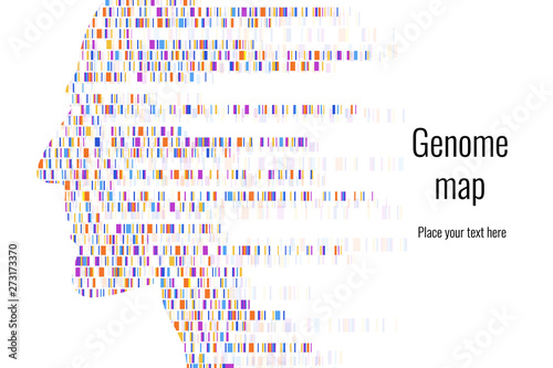 Dna test infographic. Vector illustration. Genome sequence map. Template for your design. Background, wallpaper. Barcoding. Big Genomic Data Visualization