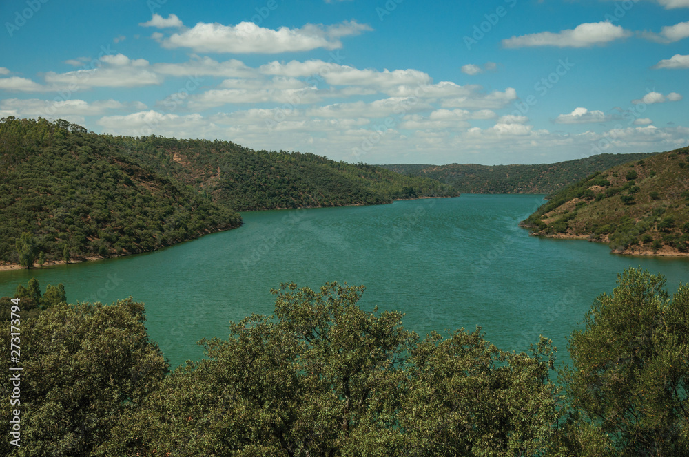 Valley with the Tagus River at the Monfrague National Park