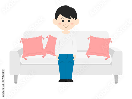 ソファに座る男性のイラスト