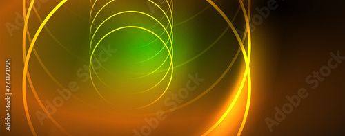 Shiny neon lines template - northern lights glowing blur lines. Futuristic style glow neon 80s disco club or night party techno template