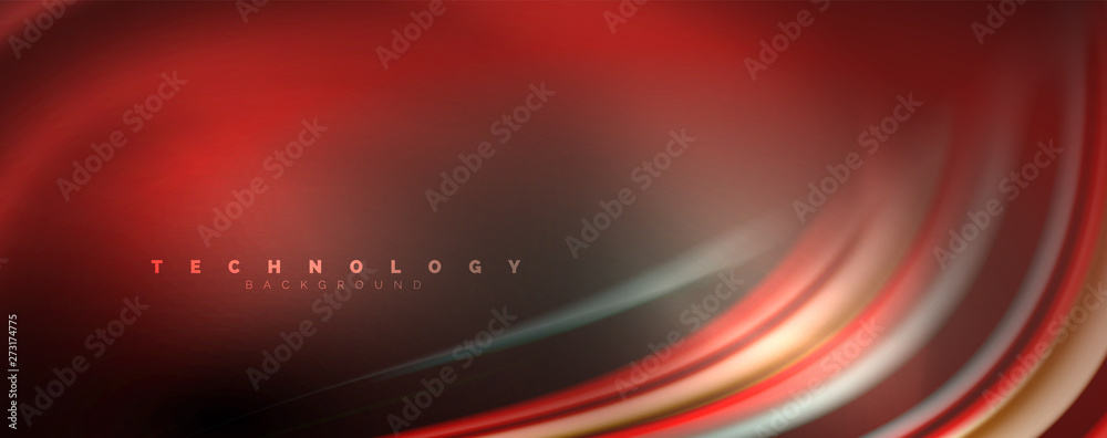 Obraz premium Fluid color rainbow style wave abstract background, techno modern design on black