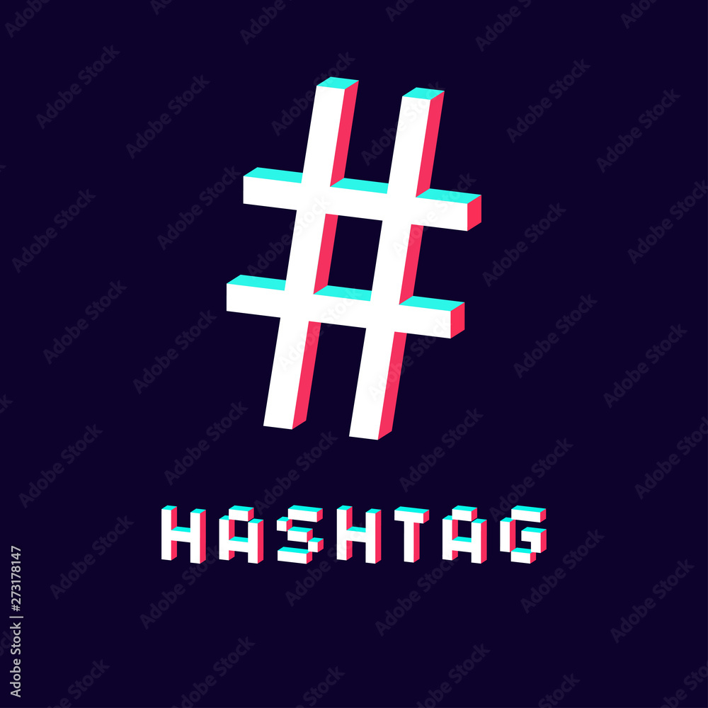 Fototapeta premium isolated hashtag icon 3d on dark background