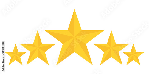 five golden stars rating showing best quality