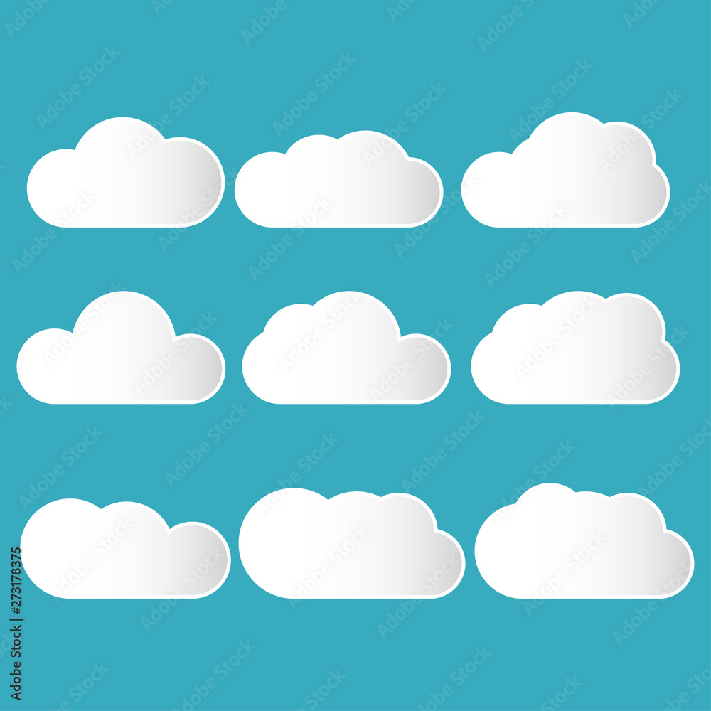 set of clouds icon in blue sky set of clouds icon in blue sky