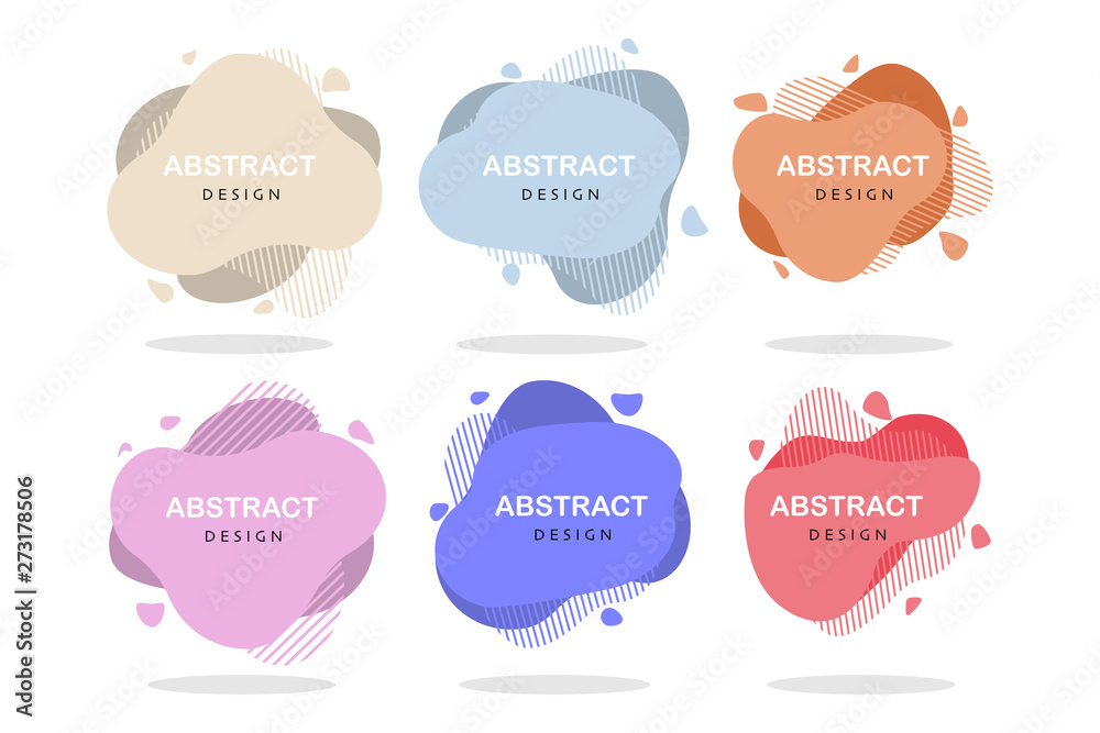 set of abstract design liquid color shapes
