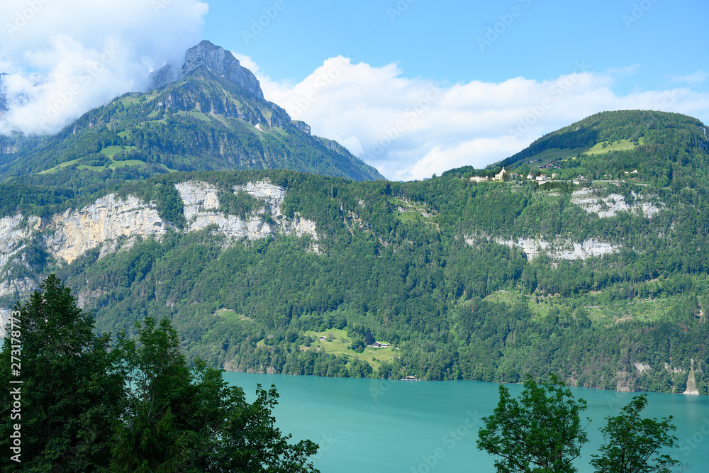 Landschaft am Vierwaldstättersee mit Niederbauen, Seelisberg, Rütliwiese, Schweiz