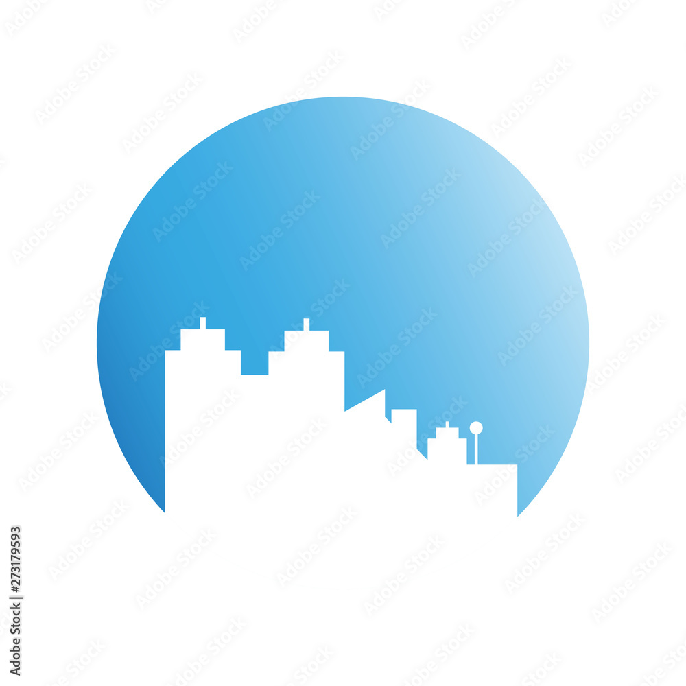 Fototapeta premium city skyline in blue circle background