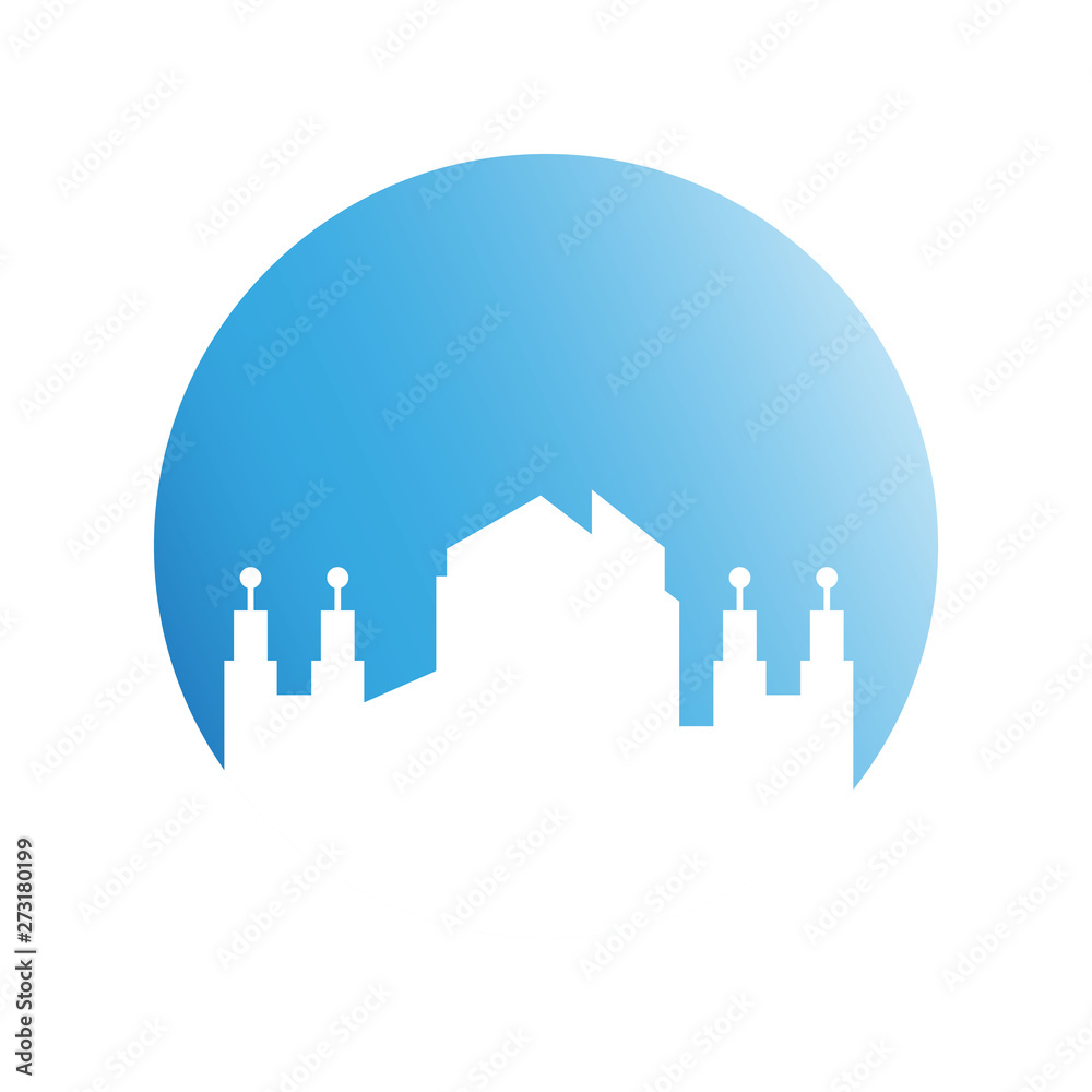 Fototapeta premium city skyline in blue circle background