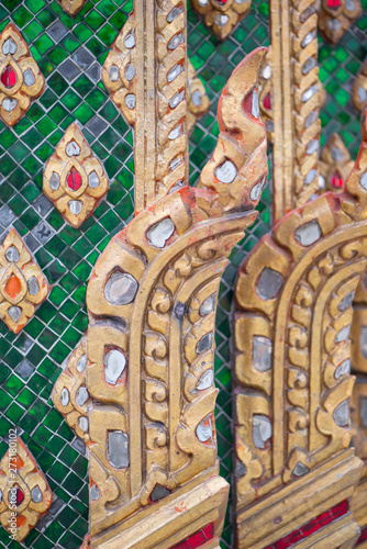 Thai pattern on wall of church at  Wat Rakhang Khositaram Bangkok ,Thailand photo