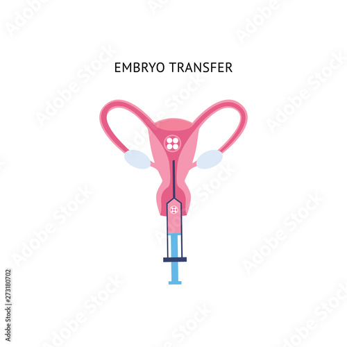 Ovum with needle for in vitro fertilization flat vector illustration isolated.