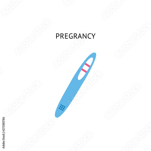 Positive pregnancy test flat vector illustration isolated on white background.