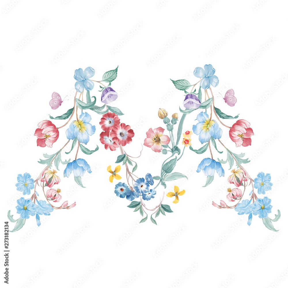 Flower-letter,Beautiful watercolor flowers for your design