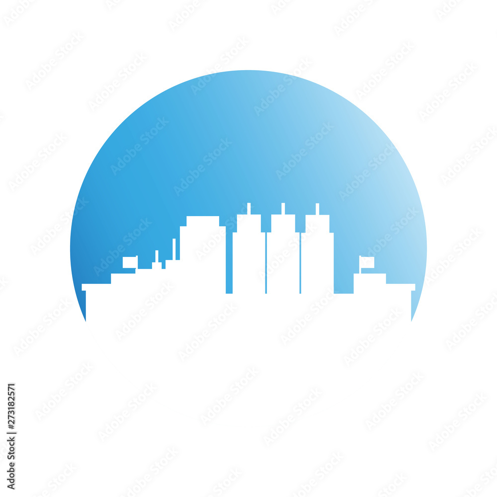 Fototapeta premium city skyline in blue circle background