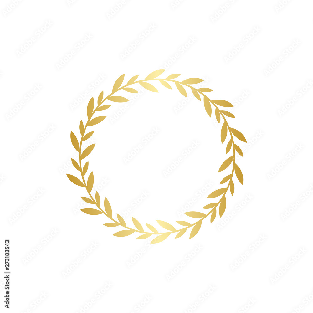 Circle golden gradient laurel wreath in flat style