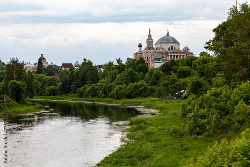 Scenic view of the Tvertsa River and Boris-Gleb Monastery in Torzhok (Russia) Scenic view of the Tvertsa River and Boris-Gleb Monastery in Torzhok (Russia)