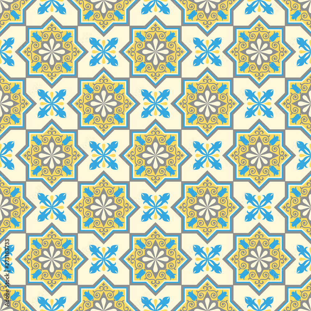 Vector Seamless Pattern. Moroccan ornament on a light background.