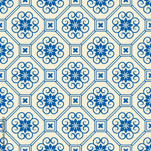 Vector Seamless Pattern. Blue ornament in the Moroccan style.