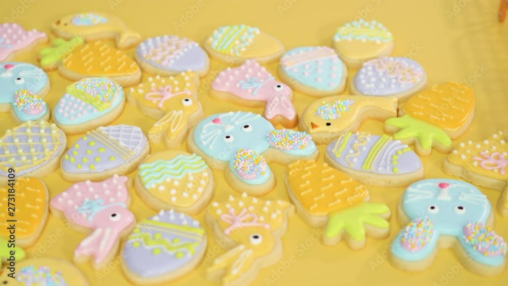Easter sugar cookies decorated with royal icing of different colors. Easter sugar cookies decorated with royal icing of different colors.