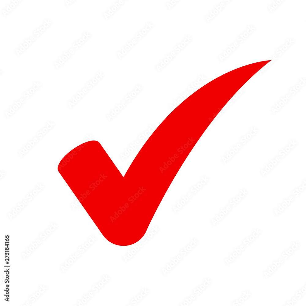 red approved symbol, check mark