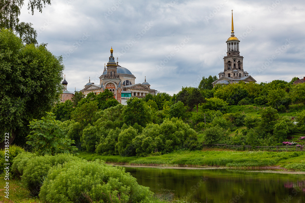 View of the Tvertsa River and the Boris-Gleb Monastery in Torzhok (Russia)