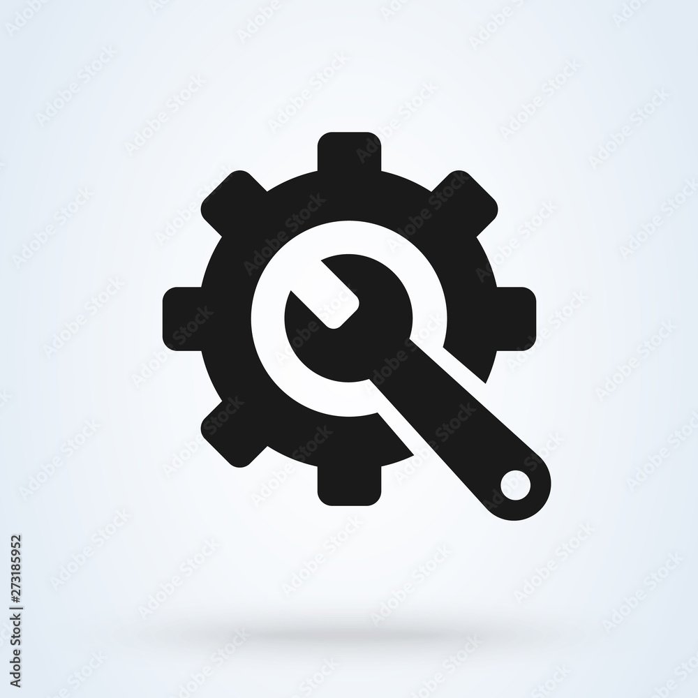 Service tool, gear symbol Simple modern icon design illustration Service tool, gear symbol Simple modern icon design illustration