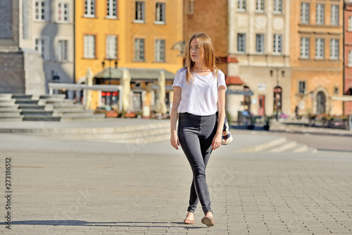 Girl at Castle Square in Warsaw, Poland 