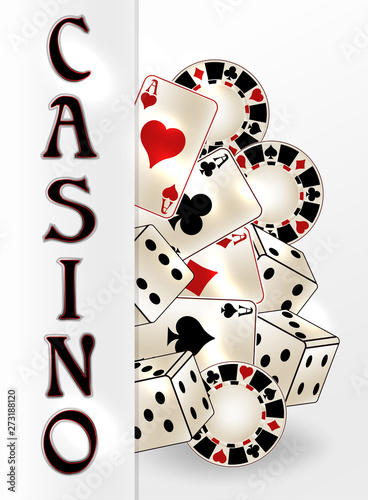 Casino banner with poker cards, vector illustration