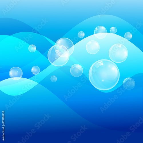 Transparent vector bubbles on blue background
