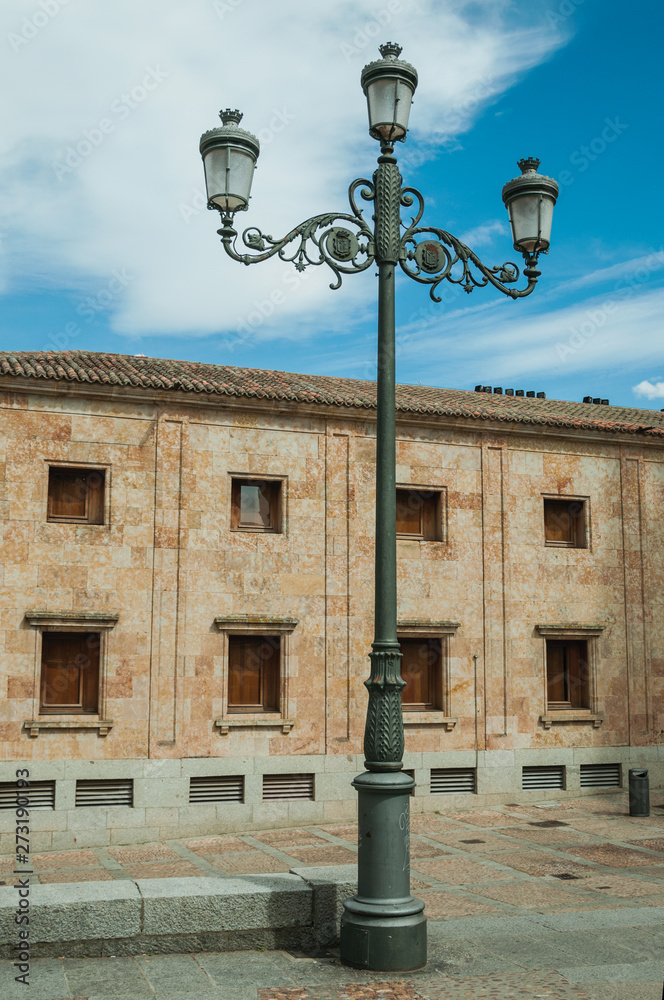 Building with windows and public lamp at Salamanca