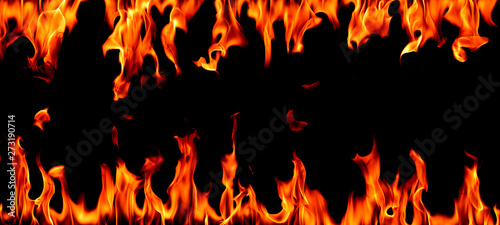 Fire flames on Abstract art black background,