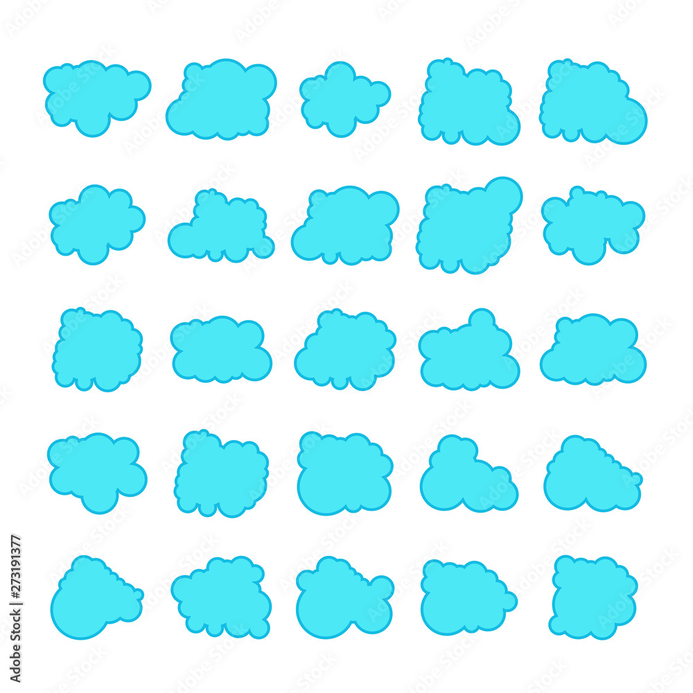 blue cloud shape collection vector