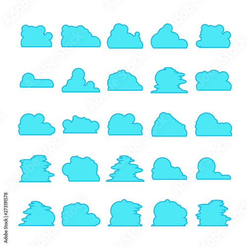 blue cloud shape collection vector