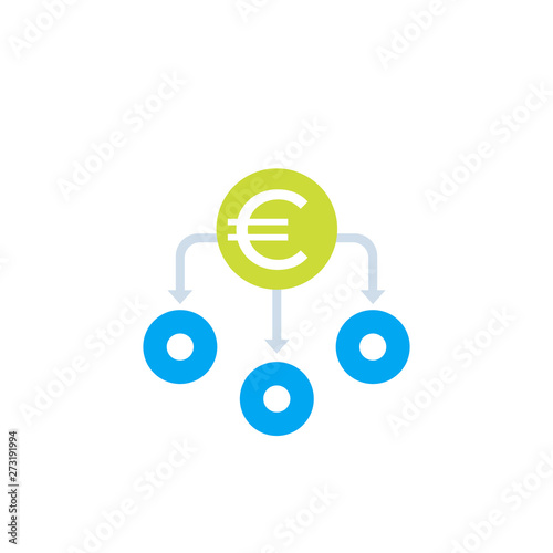 Financial diversification, diversified investment vector icon with euro