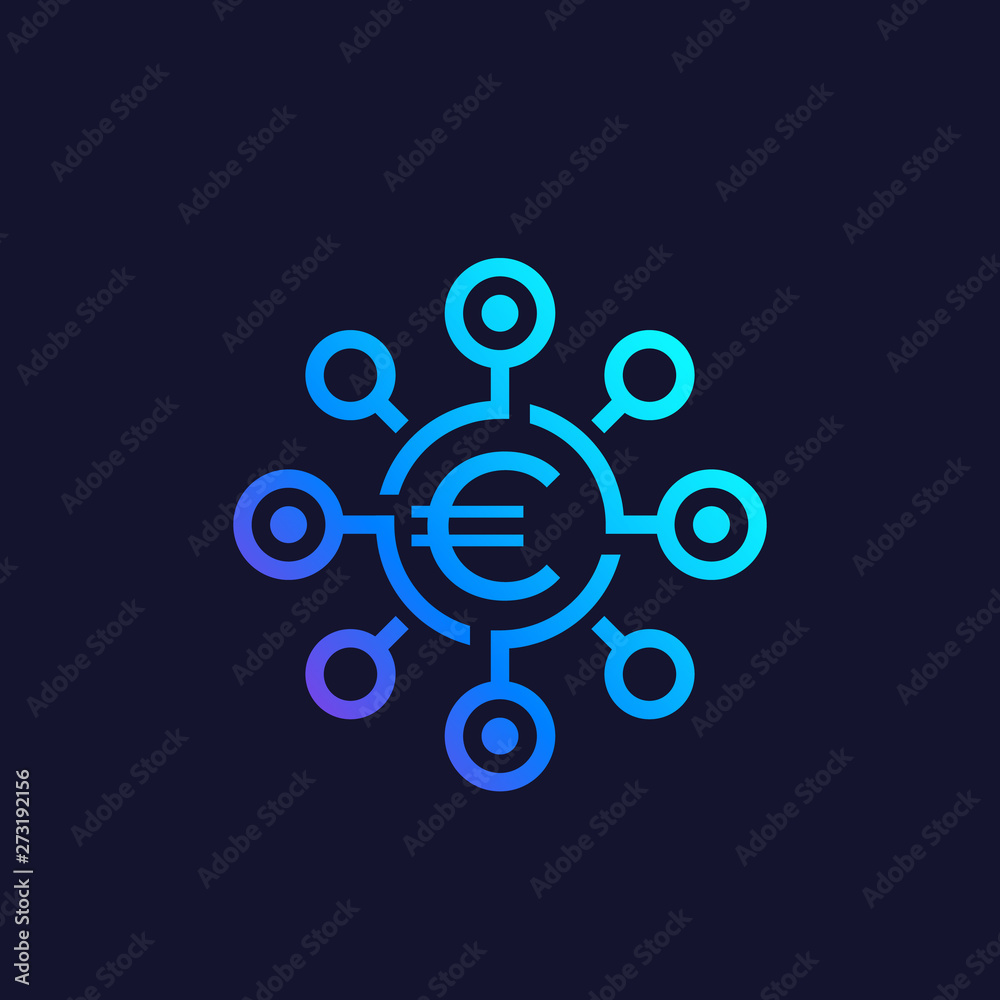 Financial diversification icon with euro Financial diversification icon with euro
