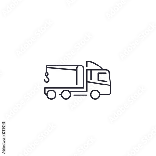 Car towing truck vector line icon