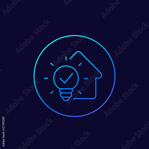 house and light bulb linear icon