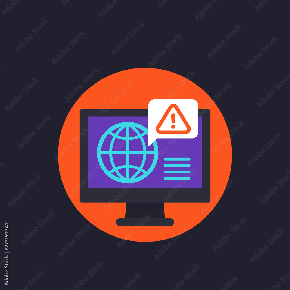 network warning vector icon with computer network warning vector icon with computer