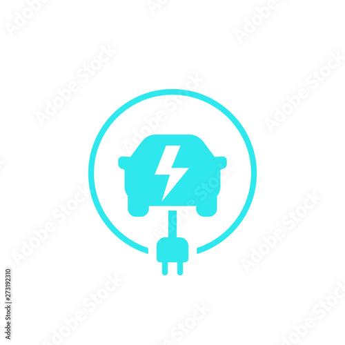 electric car, ev charging station vector icon on white