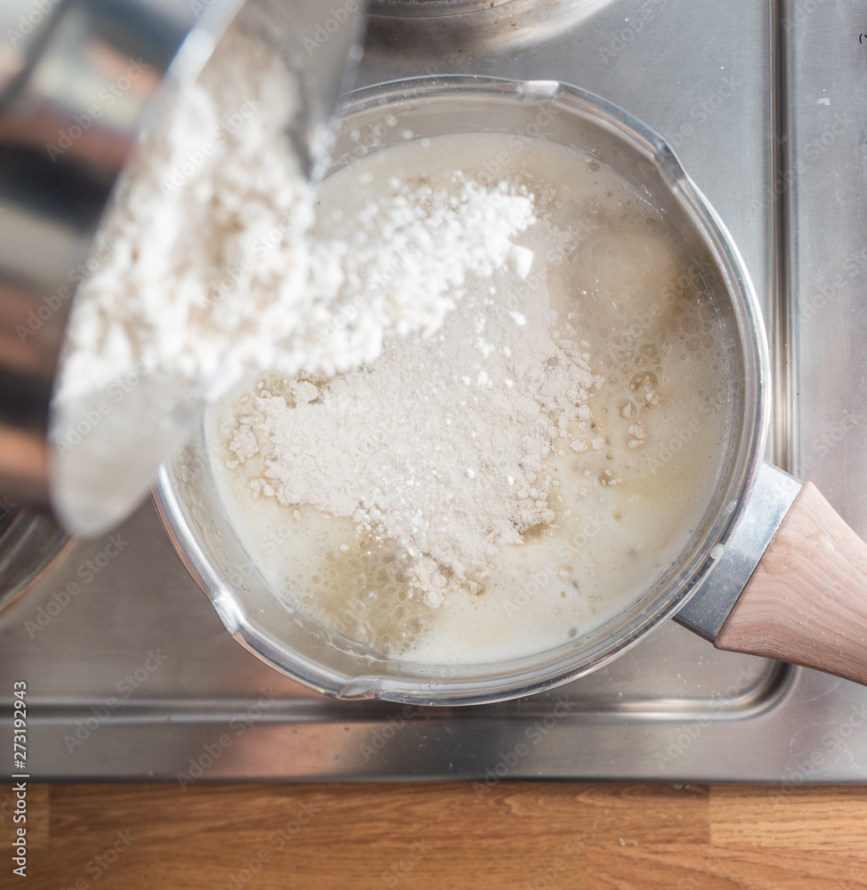Pouring flour from above. Baking mix Pouring flour from above. Baking mix