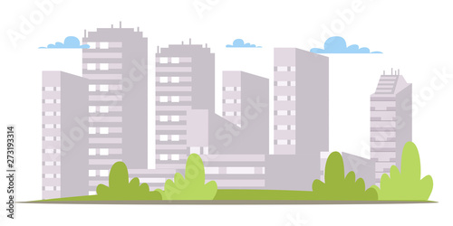 Urban landscape, city flat vector illustration