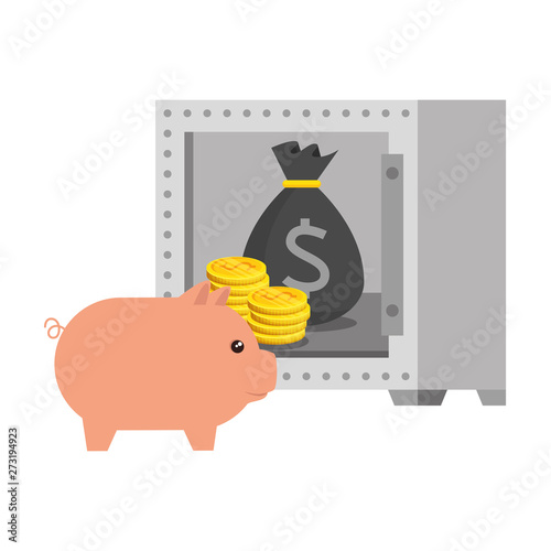 safe box with bitcoin symbol vector illustrator