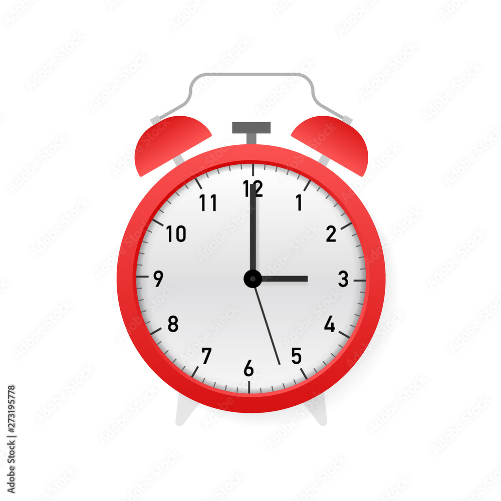 Alarm clock red wake-up time. Vector stock illustration. Alarm clock red wake-up time. Vector stock illustration.
