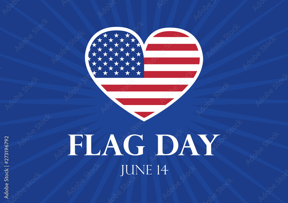 Flag Day with US Flag heart vector. American flag heart. Flag Day Poster, June 14. Important day. Important day Flag Day with US Flag heart vector. American flag heart. Flag Day Poster, June 14. Important day. Important day