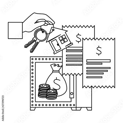 safe box with bitcoin symbol vector illustrator