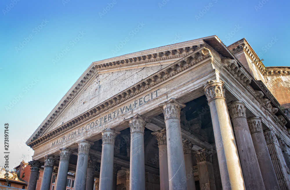 View of Pantheon basilica in centre of Rome, Italy.